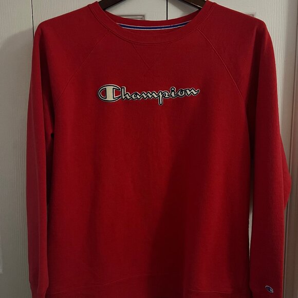 90's Champion Red Crewneck Sweatshirt - Picture 1 of 6